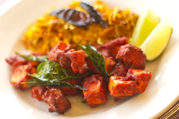 Kadai Paneer com Arroz Tamarind — Fotografia de Stock