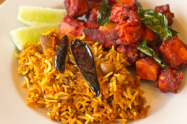 Kadai Paneer com Arroz Tamarind — Fotografia de Stock