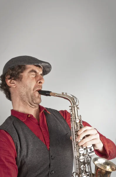 Saxofon hudebník — Stock fotografie