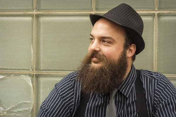 Satisfied Bearded Man — Stock Photo, Image