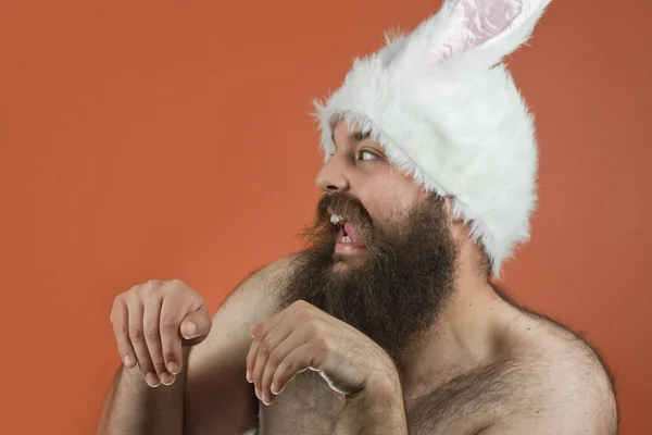 Hungry Bunny Man — Stock Photo, Image