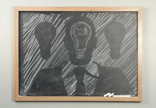 Chalkboard Businessman Lightbulbs — Stock Fotó