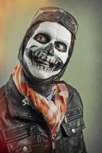 Smiling Aviator Skull Paint — Stock fotografie