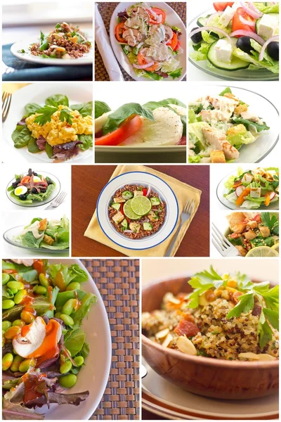 Gesunde Salatcollage — Stockfoto