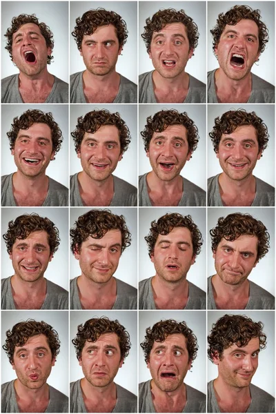 Collage de Expresiones de Persona Real — Foto de Stock