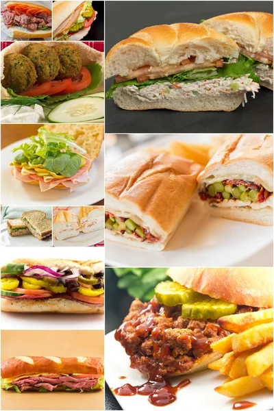 サンドイッチのコラージュ — ストック写真