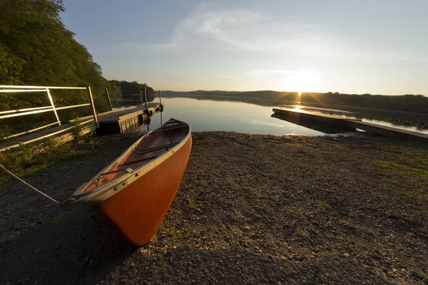 Boat Lake Fisheye Lens — Stock Photo, Image
