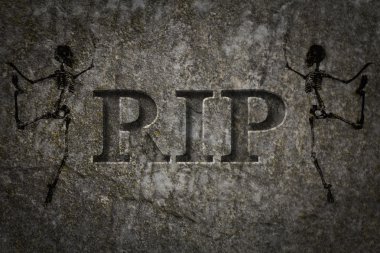 Oyulmuş mezar taşı RIP iskelet