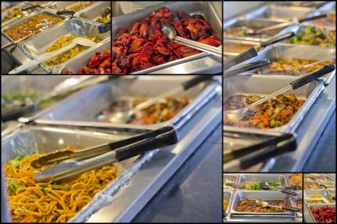 Çin yemeği büfesi tepsiler