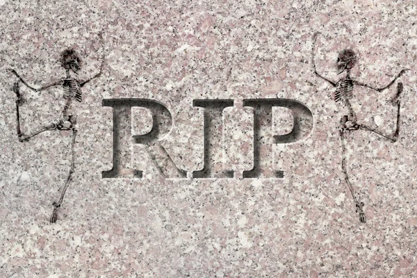 Gegraveerde grafsteen Rip skelet — Stockfoto