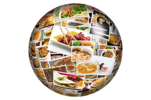 Världens mat Collage Globe — Stockfoto