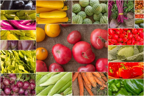 Gyümölcs és zöldség kollázs — Stock Fotó