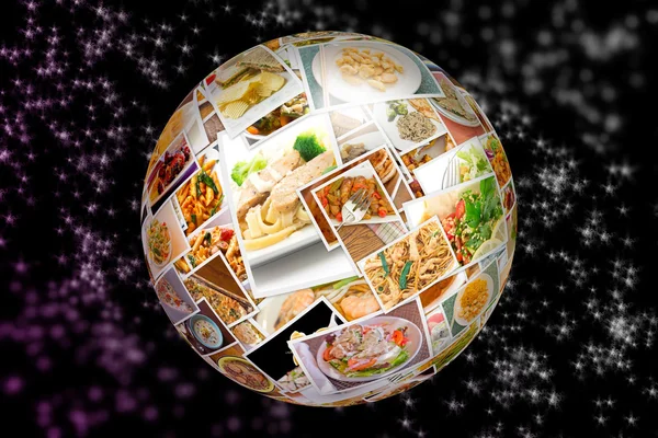 Världens mat Collage Globe — Stockfoto