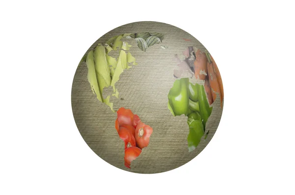 World Fruits Vegetables Map — Stock Photo, Image