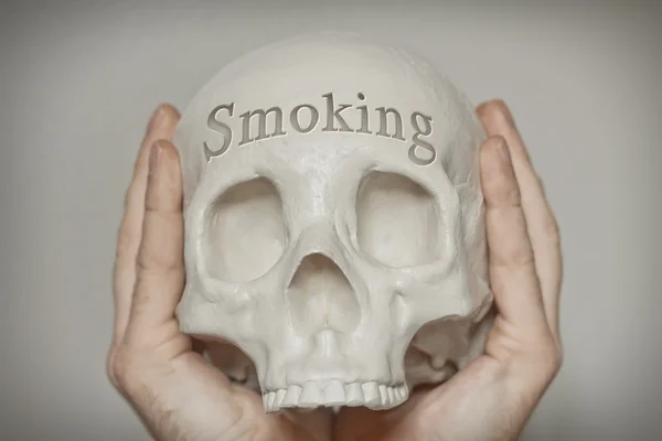 Skull Engraving Smoking — Stock Photo, Image