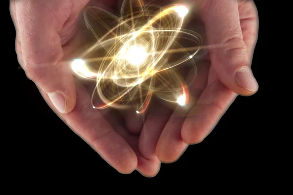 Atom Particle Hands — Stock Photo, Image