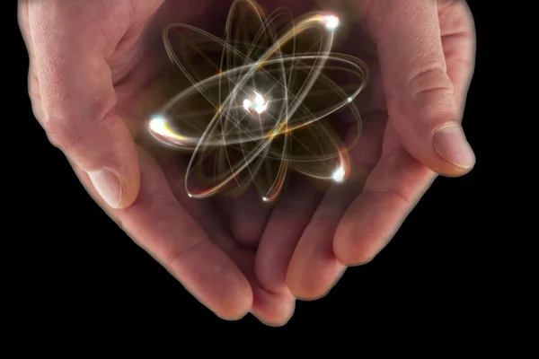 Atom Particle Hands — Stock Photo, Image