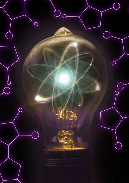 Lightbulb Atom částice — Stock fotografie