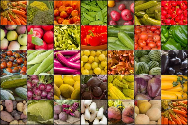 Collage aus Obst und Gemüse — Stockfoto