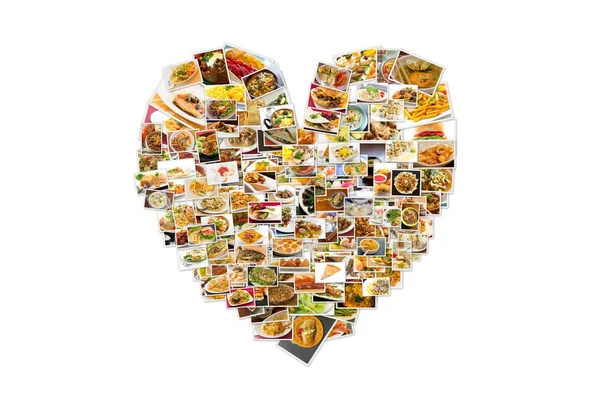World Cuisine Collage Heart — Stock Photo, Image