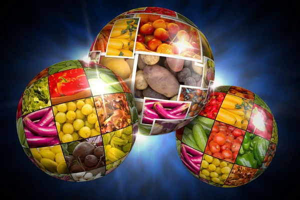 Fruits and Vegetables Collage Globe — Stock Photo, Image