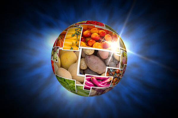 Fruits and Vegetables Collage Globe