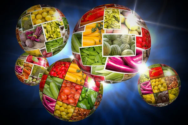 Fruits and Vegetables Collage Globe — Stock Photo, Image