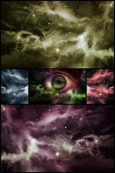 Eyeball vesmíru koláž — Stock fotografie