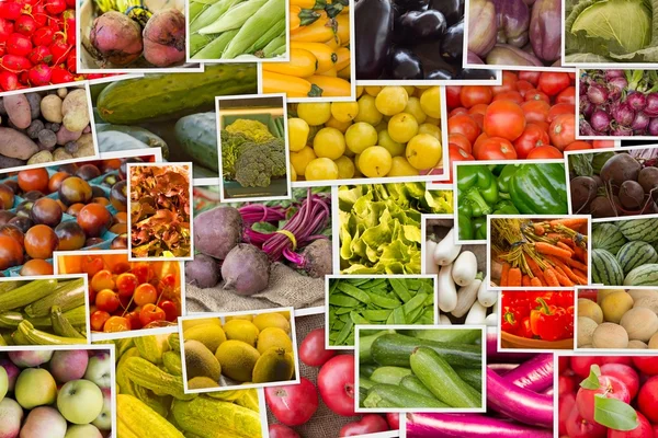 Φρούτα και λαχανικά κολάζ Εικόνα Αρχείου