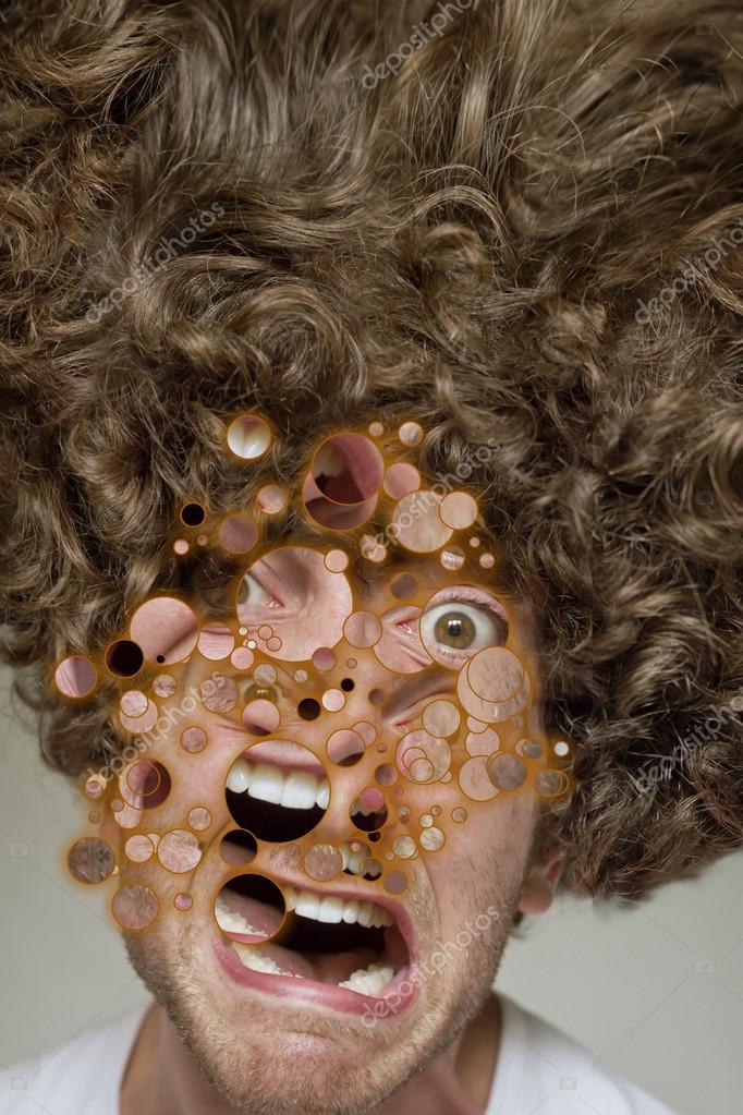 Screaming asian curly messy
