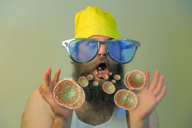 Bearded Man Mouth Bacteria clipart