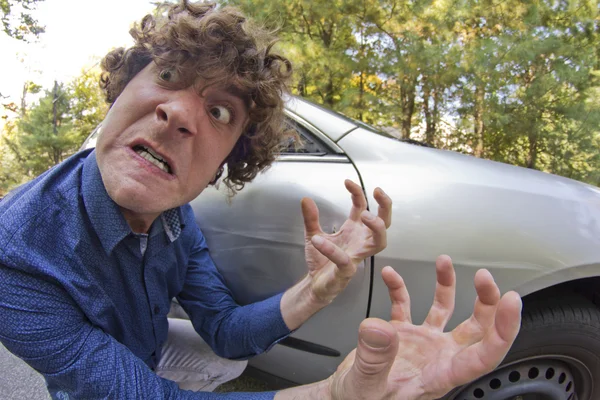 Car Crash Facial Expression — Stock Photo, Image