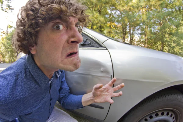 Автомобильная авария выражение лица — стоковое фото