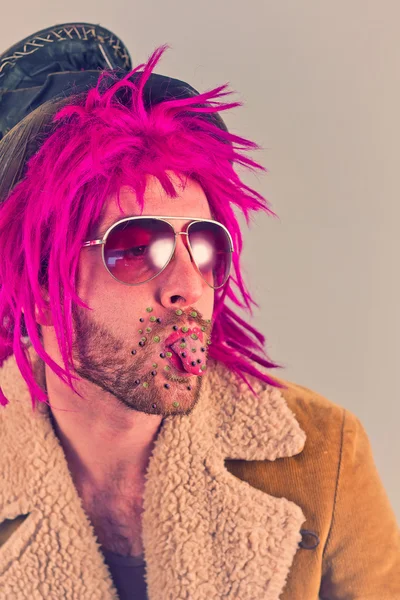 Rózsaszín haj baktériumok ember — Stock Fotó