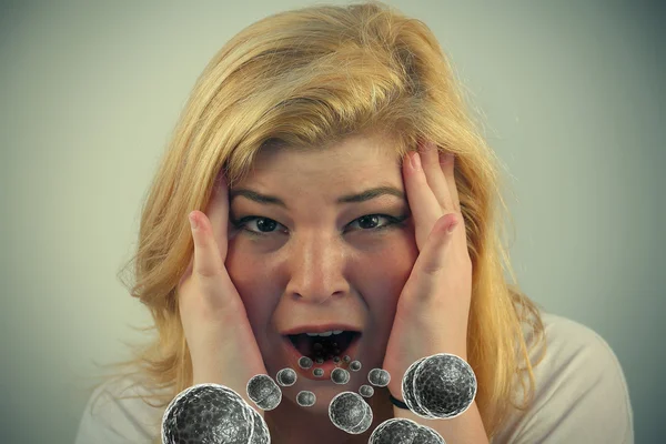 Niedliche Mädchen Mund Bakterien — Stockfoto