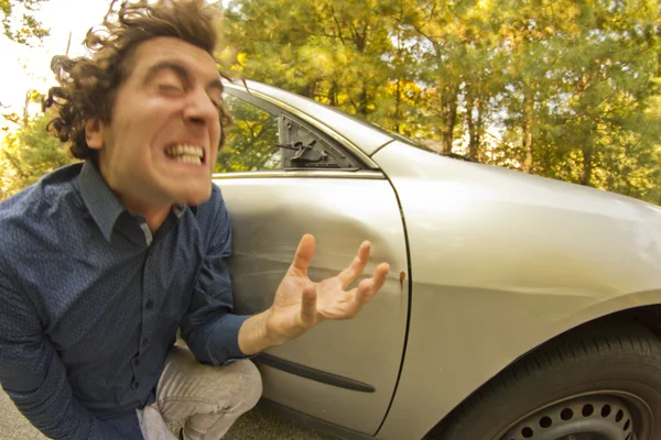 Car Crash Facial Expression — Stock Photo, Image