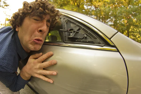 Car Crash Facial Expression — Stock Photo, Image