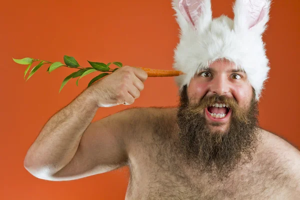 Hombre gordo orejas de conejo — Foto de Stock