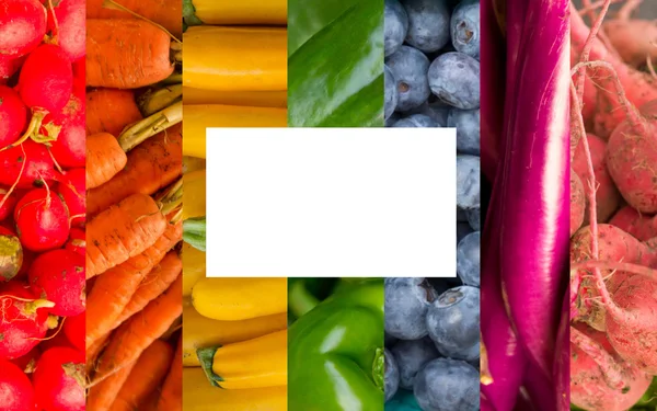 Collage de frutas y verduras arco iris — Foto de Stock