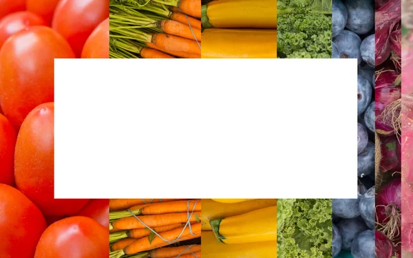 Collage de frutas y verduras arco iris — Foto de Stock