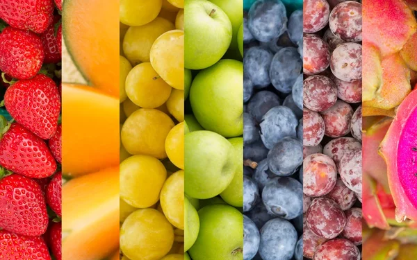 Tęcza owoce i warzywa Collage — Zdjęcie stockowe