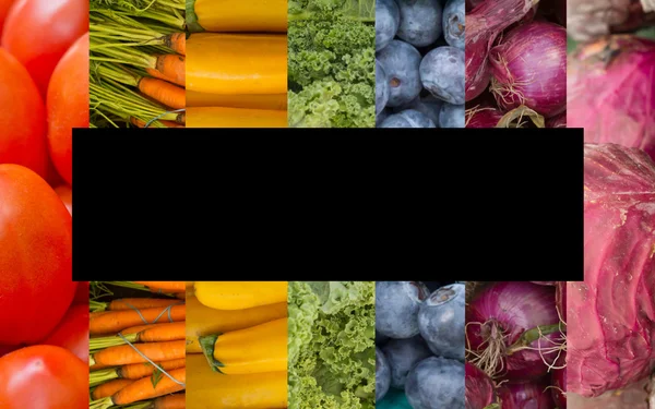 Collage de frutas y verduras arco iris — Foto de Stock