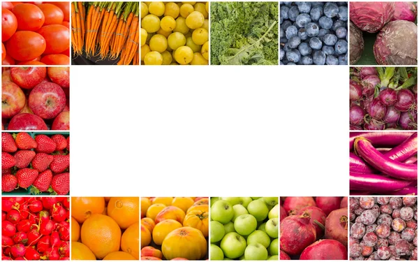 Rainbow Fruits and Vegetables Collage — Stock Photo, Image