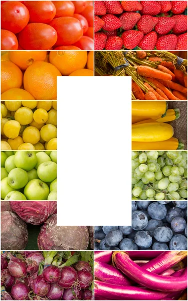 Collage de frutas y verduras arco iris — Foto de Stock