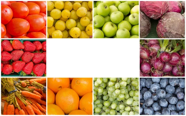레인 보우 과일과 야채 콜라주 — 스톡 사진