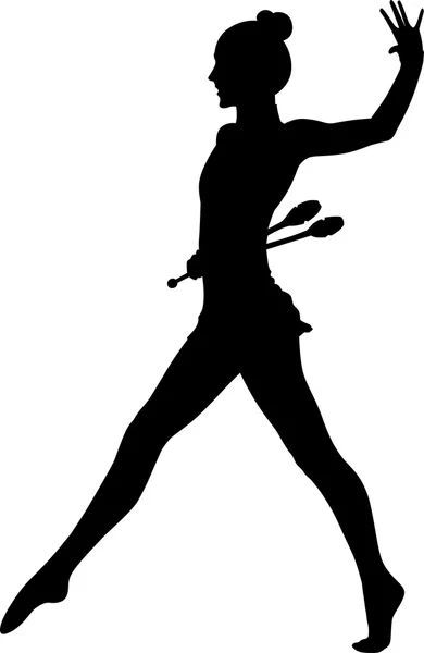 Ilustración vectorial de siluetas de gimnastas de chicas — Archivo Imágenes Vectoriales
