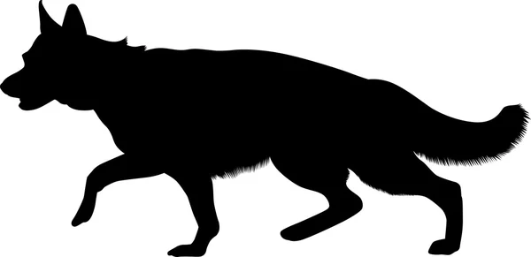 Animal Berger allemand, animal domestique noir silhouette — Image vectorielle