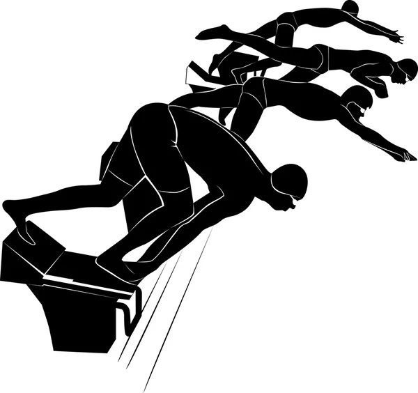 Atleta nuotatore. Nuotatore. L'emblema del nuotatore. Immagine vettoriale di un nuotato.È disegnato nello stile di incisione. Silhouette di nuoto. icona di nuoto . — Vettoriale Stock