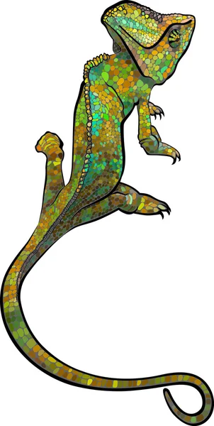 Chamäleon. stilisiertes mehrfarbiges Chamäleon. Handgezeichnete Reptilienvektorillustration im Doodle-Stil für Tätowierung oder Druck — Stockvektor