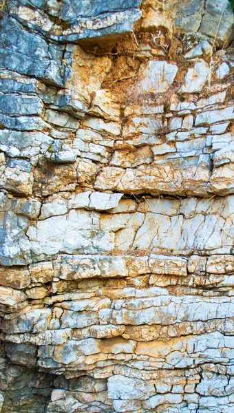 Cliff Montanha Rocha Detalhe Uma Parede Uma Casa Pedra Antiga — Fotografia de Stock